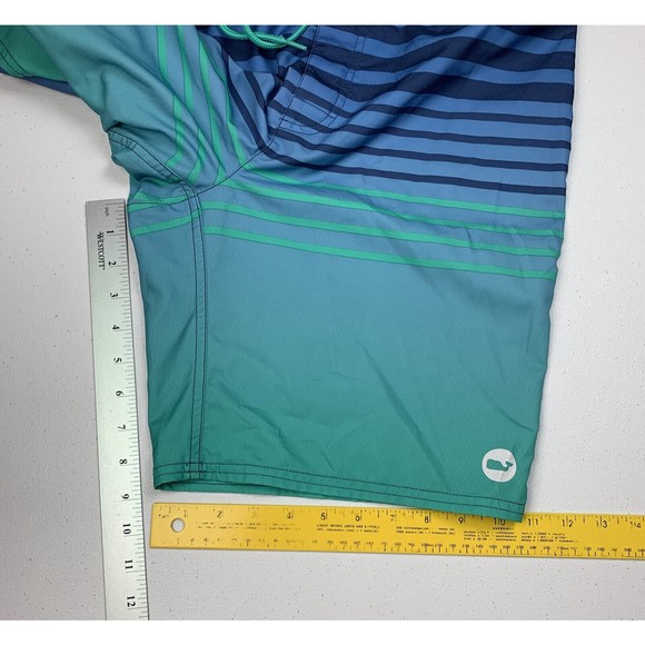 Vineyard Vines Mens Blue Green Board Water‎ Shorts Swimwear Shorts Striped 33 - Picture 7 of 7